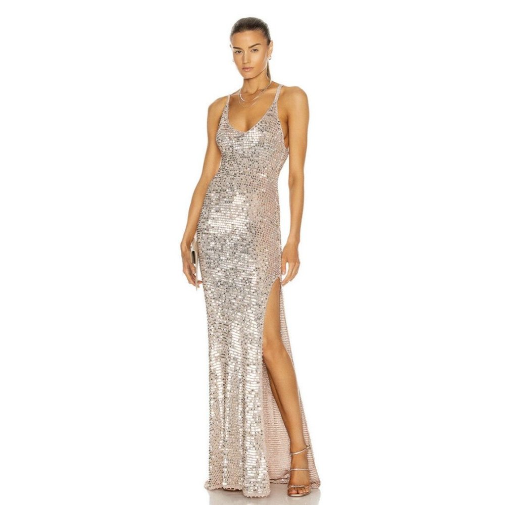 Retrofete Marie Dress Rose Gold Sequins Party - Picture 1 of 10